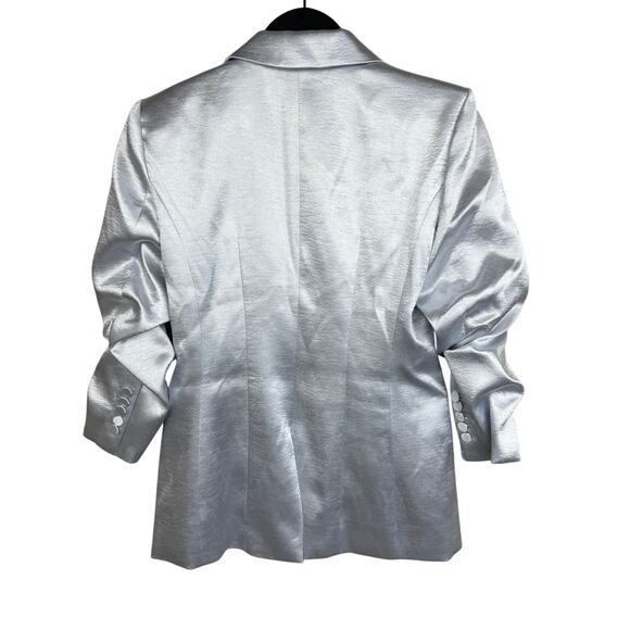 CINQ A SEPT Cheyenne Hammered Satin Scrunch Sleeve Jacket - Picture 12 of 15